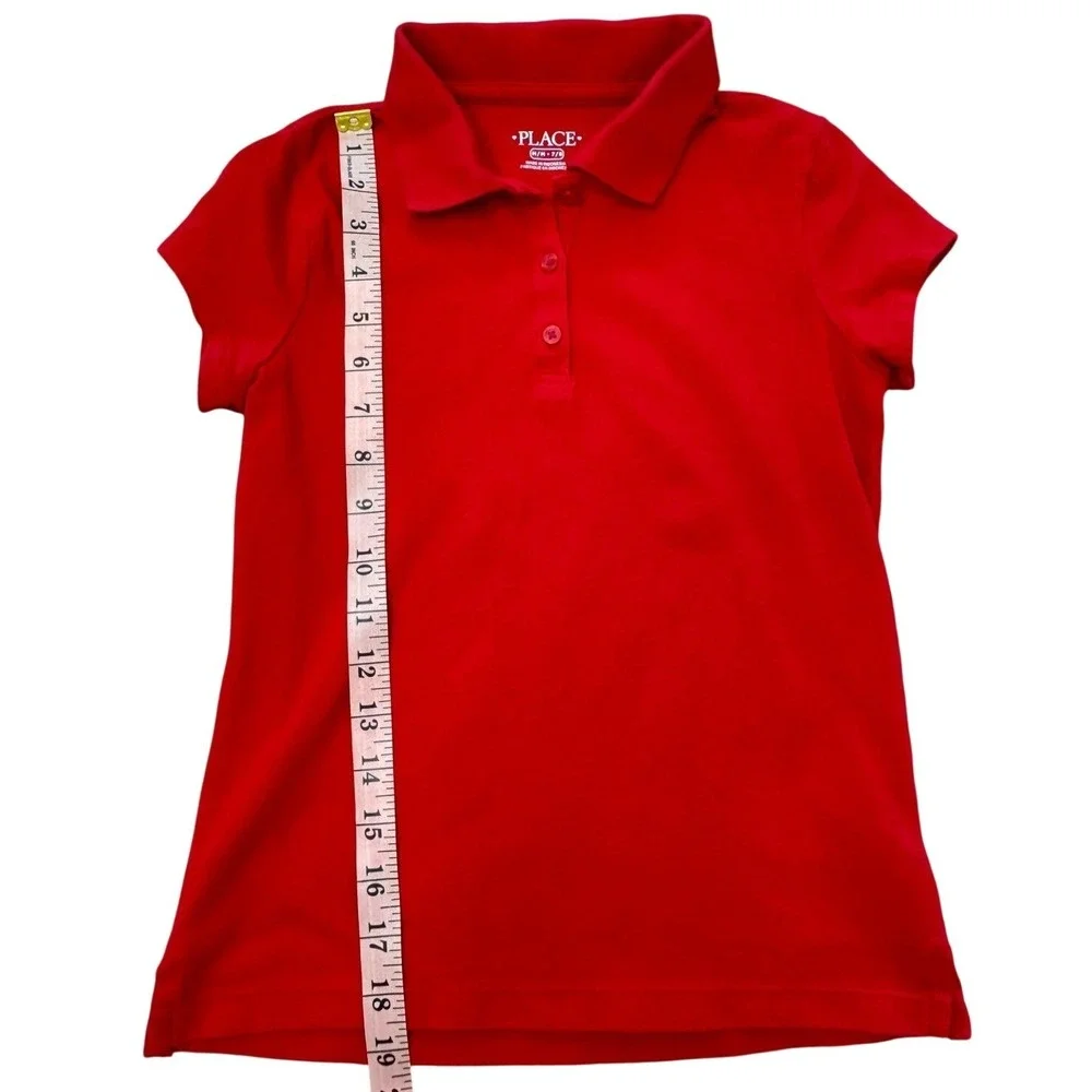 The Children's Place Girls Polo Shirts Size M 7/8 Red Purple 2Pack SchoolUniform